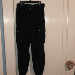 LF CARMAR DISTRESSED BLACK CARGO PANTS 6